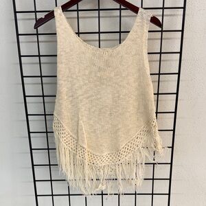 Elegant Knit Fringe Tank Top